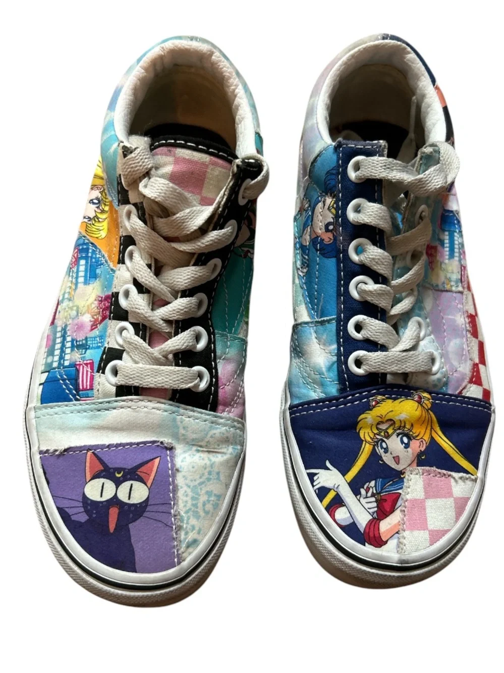 Vans Kids Sailor Moon Graphic Lace-Up Sneakers - Blue, Pink, White